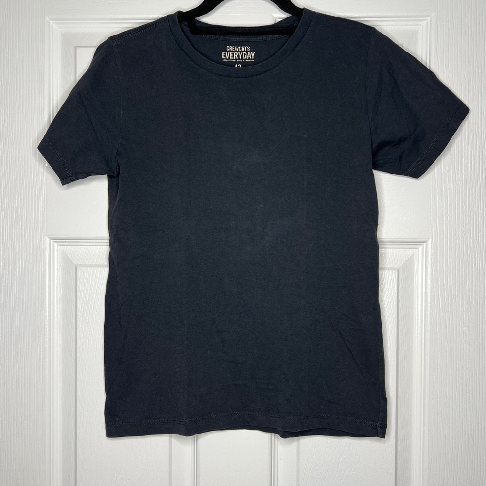 J.Crew Crewcuts Black Cotton Everyday Tee | Boys Size 12 | Classic Basic